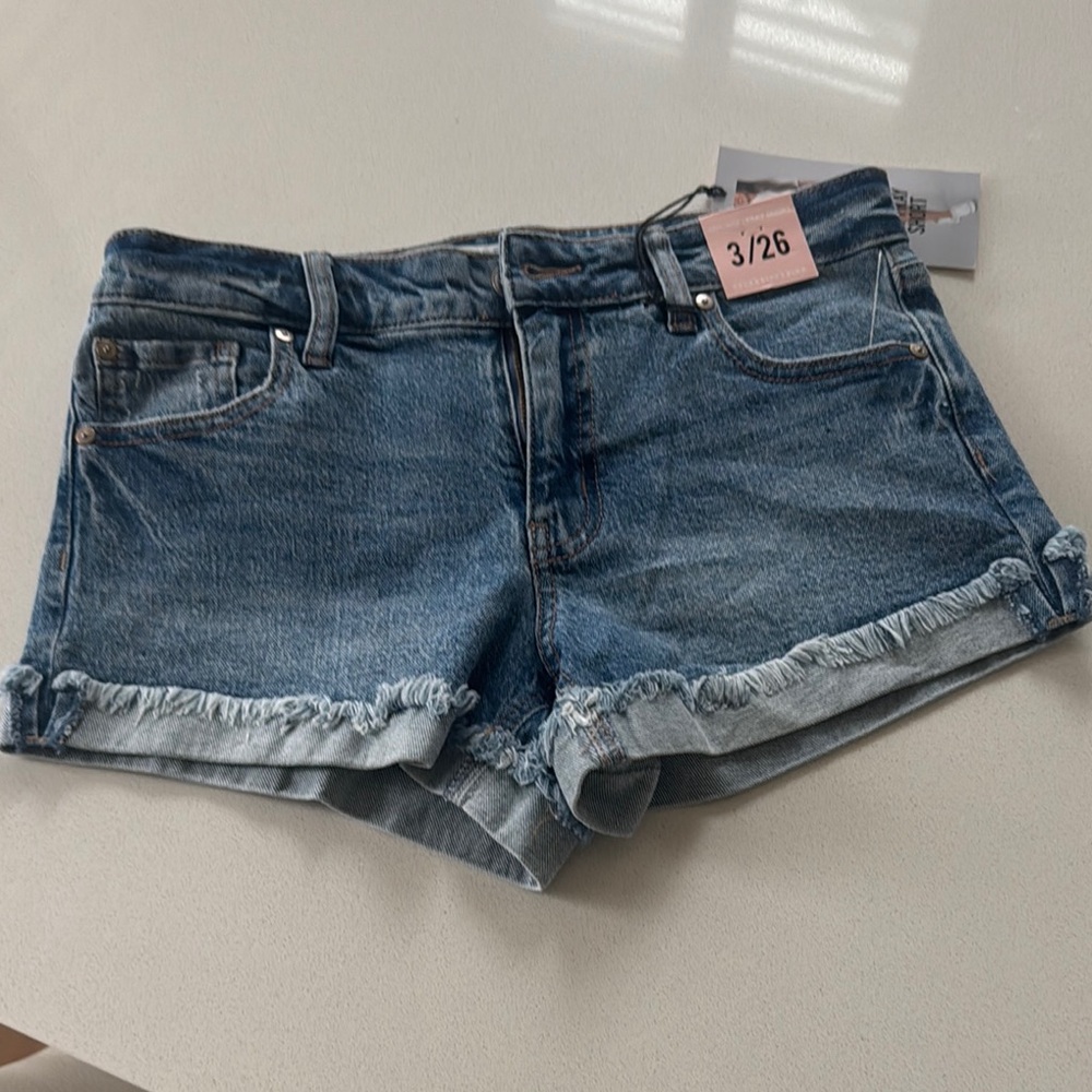 NWT Celebrity Pink Blue Jean Shorts with Frayed Hem